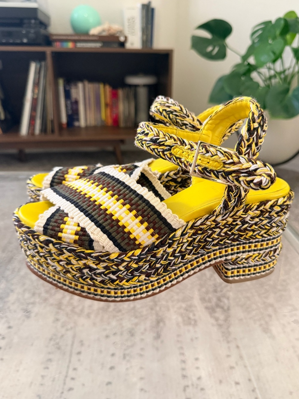 Braided Yellow Platform Sandal